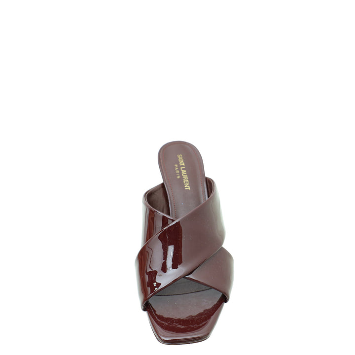 YSL Burgundy Loulou Criss Cross Sandals 39.5
