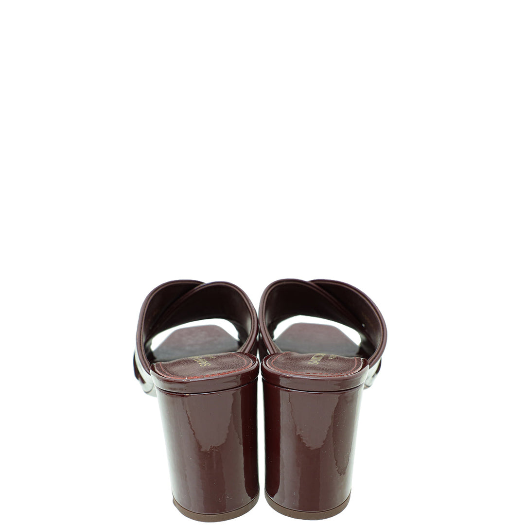 YSL Burgundy Loulou Criss Cross Sandals 39.5