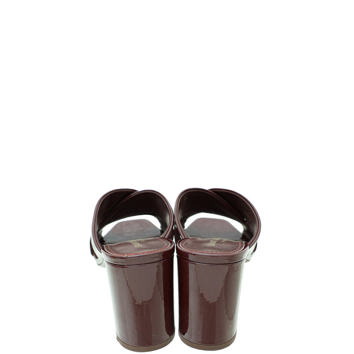YSL Burgundy Loulou Criss Cross Sandals 39.5