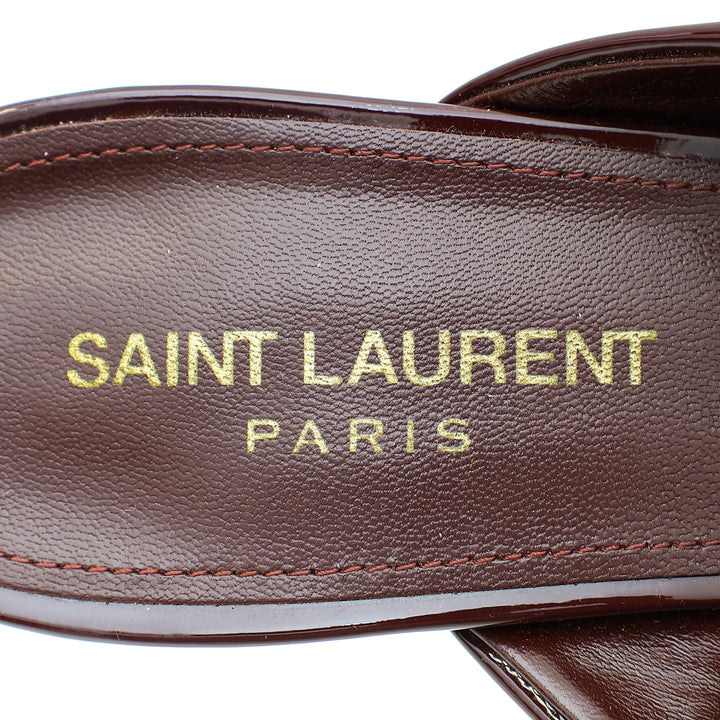 YSL Burgundy Loulou Criss Cross Sandals 39.5