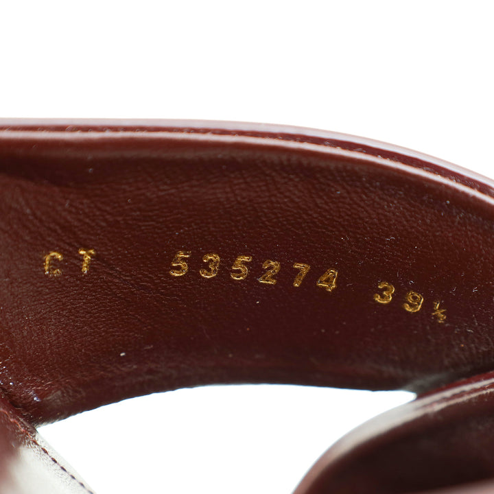 YSL Burgundy Loulou Criss Cross Sandals 39.5