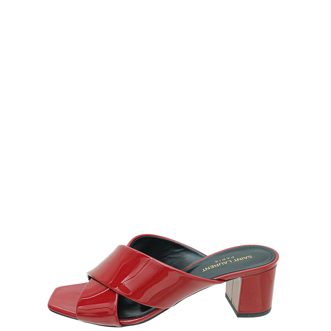 YSL Red Loulou Criss Cross Sandals 39.5