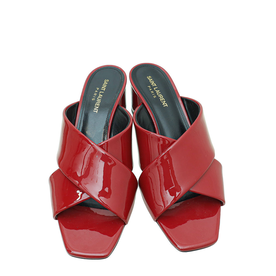 YSL Red Loulou Criss Cross Sandals 39.5