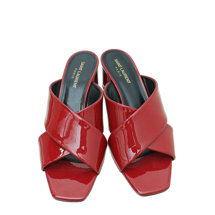 YSL Red Loulou Criss Cross Sandals 39.5
