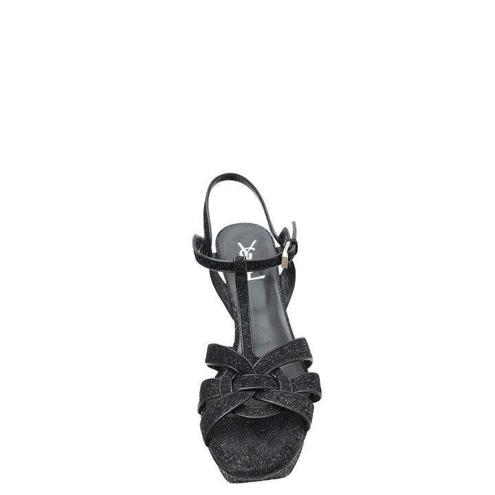 YSL Tribute Metallic Black Sandal 39