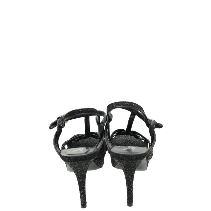 YSL Tribute Metallic Black Sandal 39