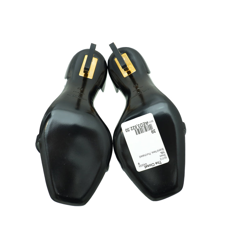 YSL Black Opyum Ankle Strap Sandal 39