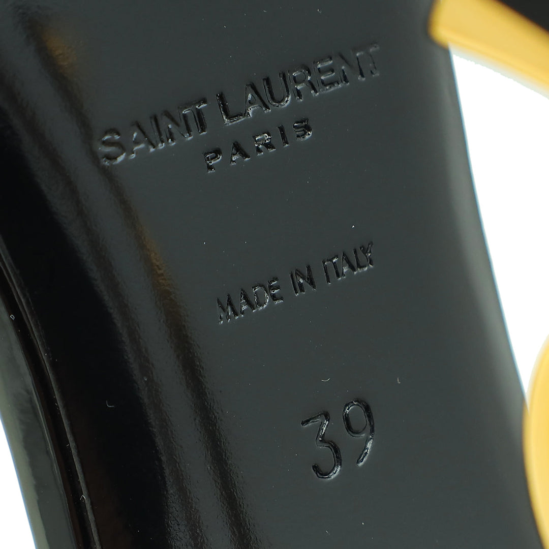 YSL Black Opyum Ankle Strap Sandal 39
