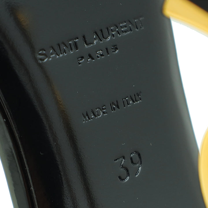 YSL Black Opyum Ankle Strap Sandal 39