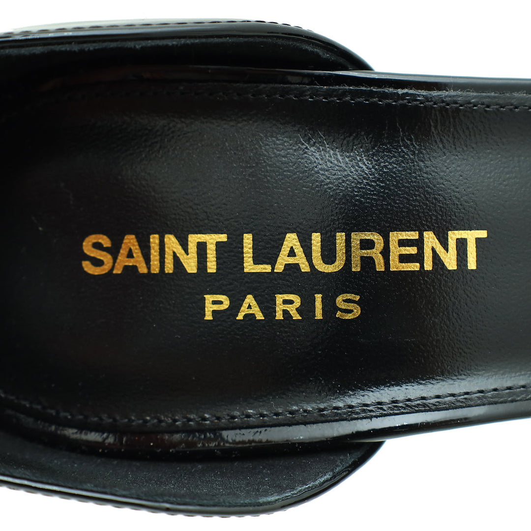 YSL Black Opyum Ankle Strap Sandal 39