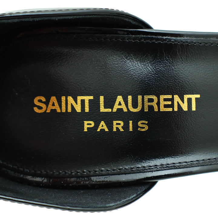 YSL Black Opyum Ankle Strap Sandal 39