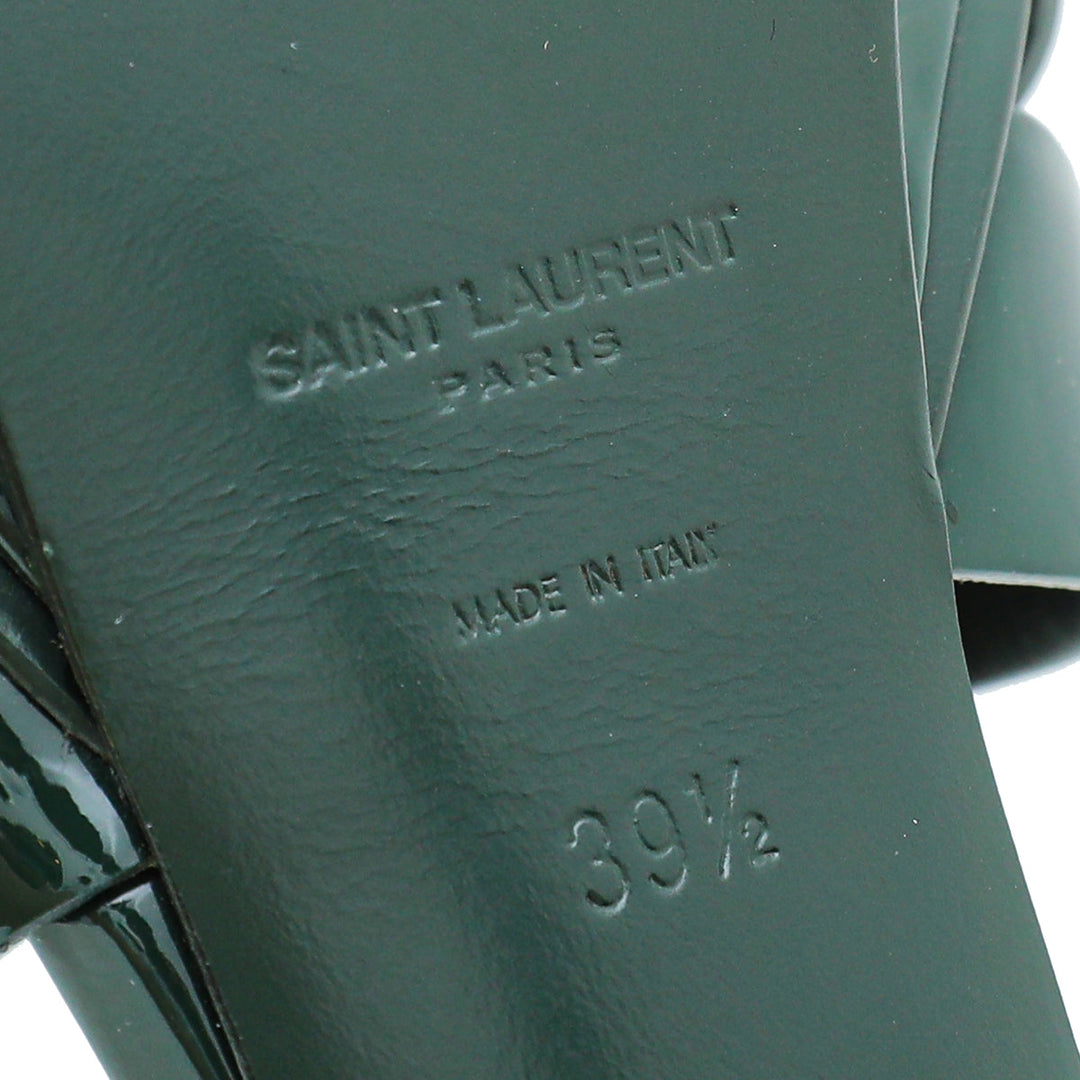 YSL Dark Green Tribute High Heel Sandals 39.5
