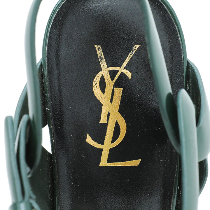 YSL Dark Green Tribute High Heel Sandals 39.5
