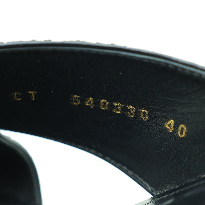 YSL Bicolor Glitter Loulou Criss Cross Sandals 40