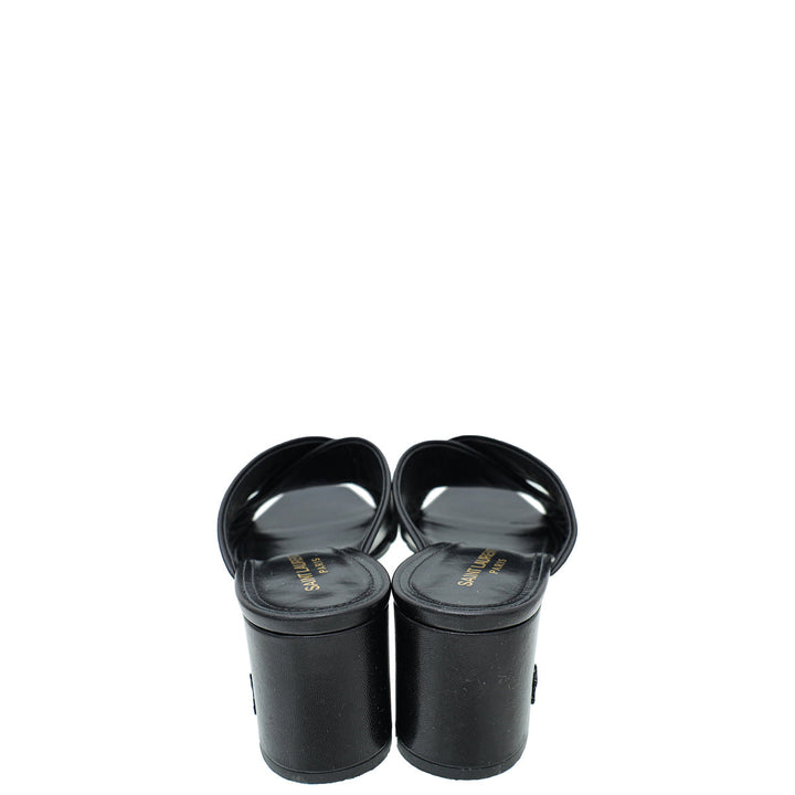 YSL Black Loulou Criss-Cross Mules 41