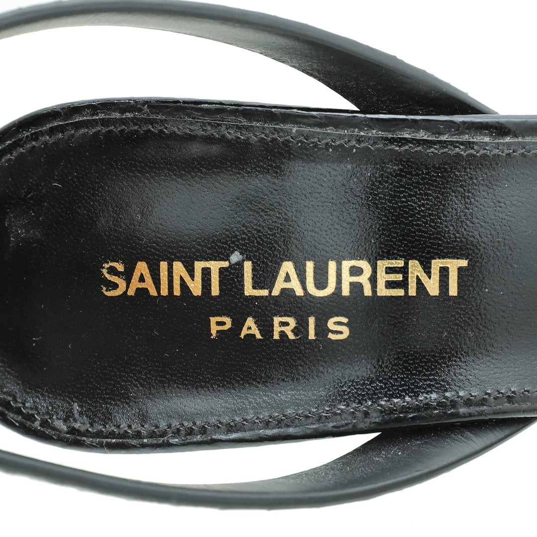 YSL Bicolor Pony Hair Leopard Print Tribute 105 Platform Sandals 37.5
