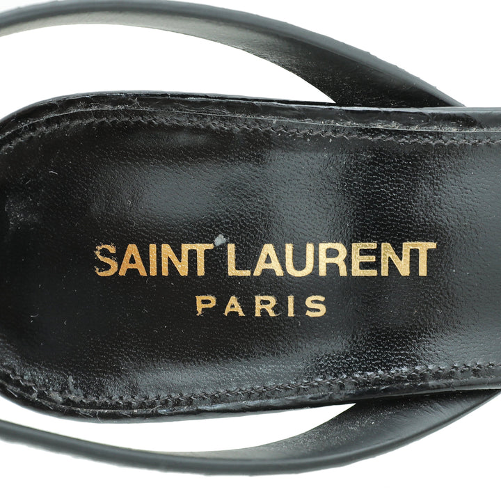 YSL Bicolor Pony Hair Leopard Print Tribute 105 Platform Sandals 37.5