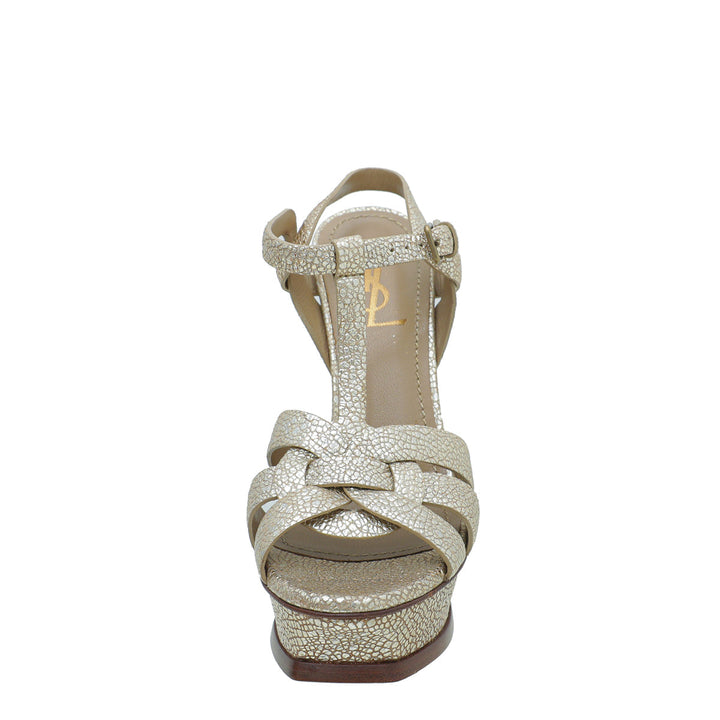 YSL Metallic Gold Tribute Sandal 37.5