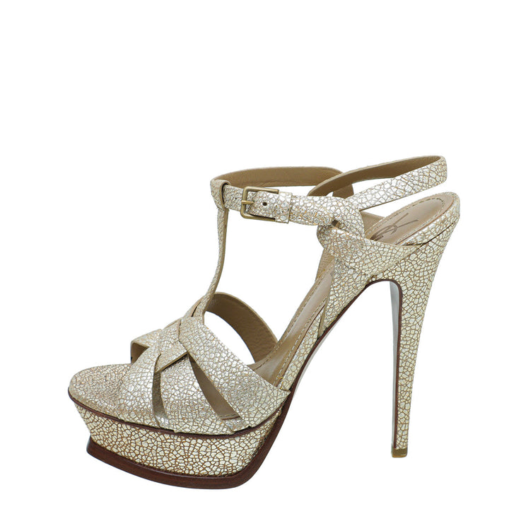 YSL Metallic Gold Tribute Sandal 37.5