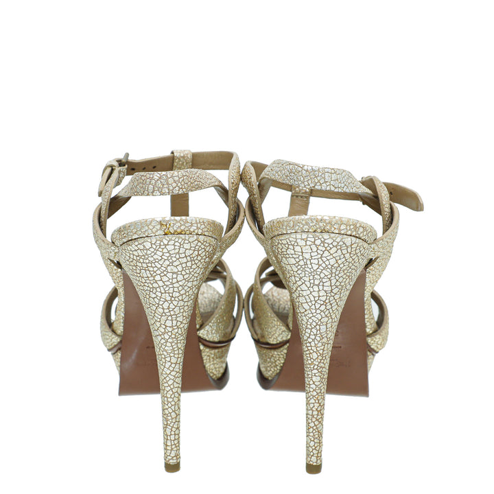 YSL Metallic Gold Tribute Sandal 37.5
