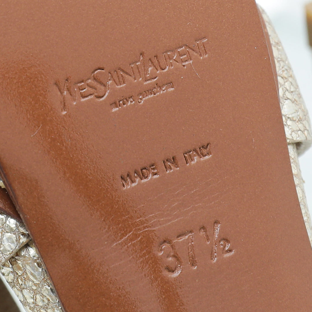 YSL Metallic Gold Tribute Sandal 37.5
