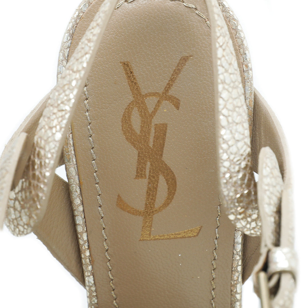 YSL Metallic Gold Tribute Sandal 37.5