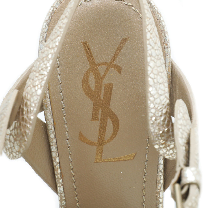 YSL Metallic Gold Tribute Sandal 37.5