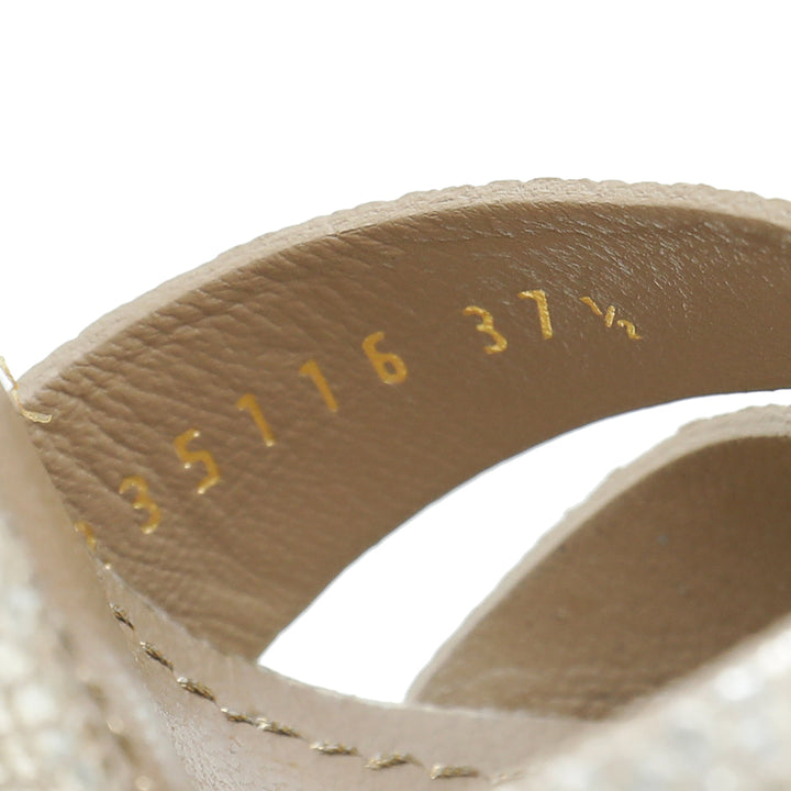 YSL Metallic Gold Tribute Sandal 37.5