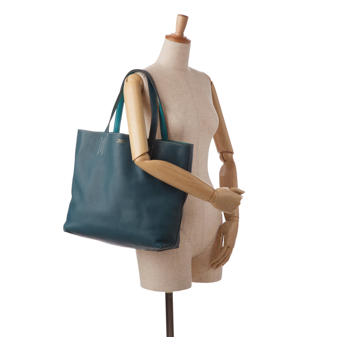 Blue Top quality Hermes Reversible Double Sens 45 Tote Bag