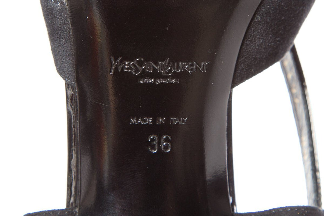 Yves Saint Laurent Black Patent Sandals SZ 36