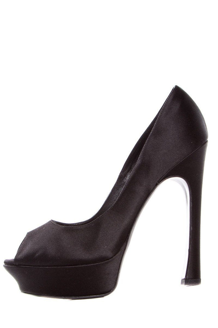 Yves Saint Laurent Black Satin Palais Platforms SZ 40.5