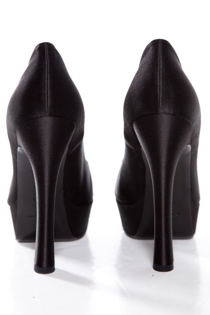 Yves Saint Laurent Black Satin Palais Platforms SZ 40.5