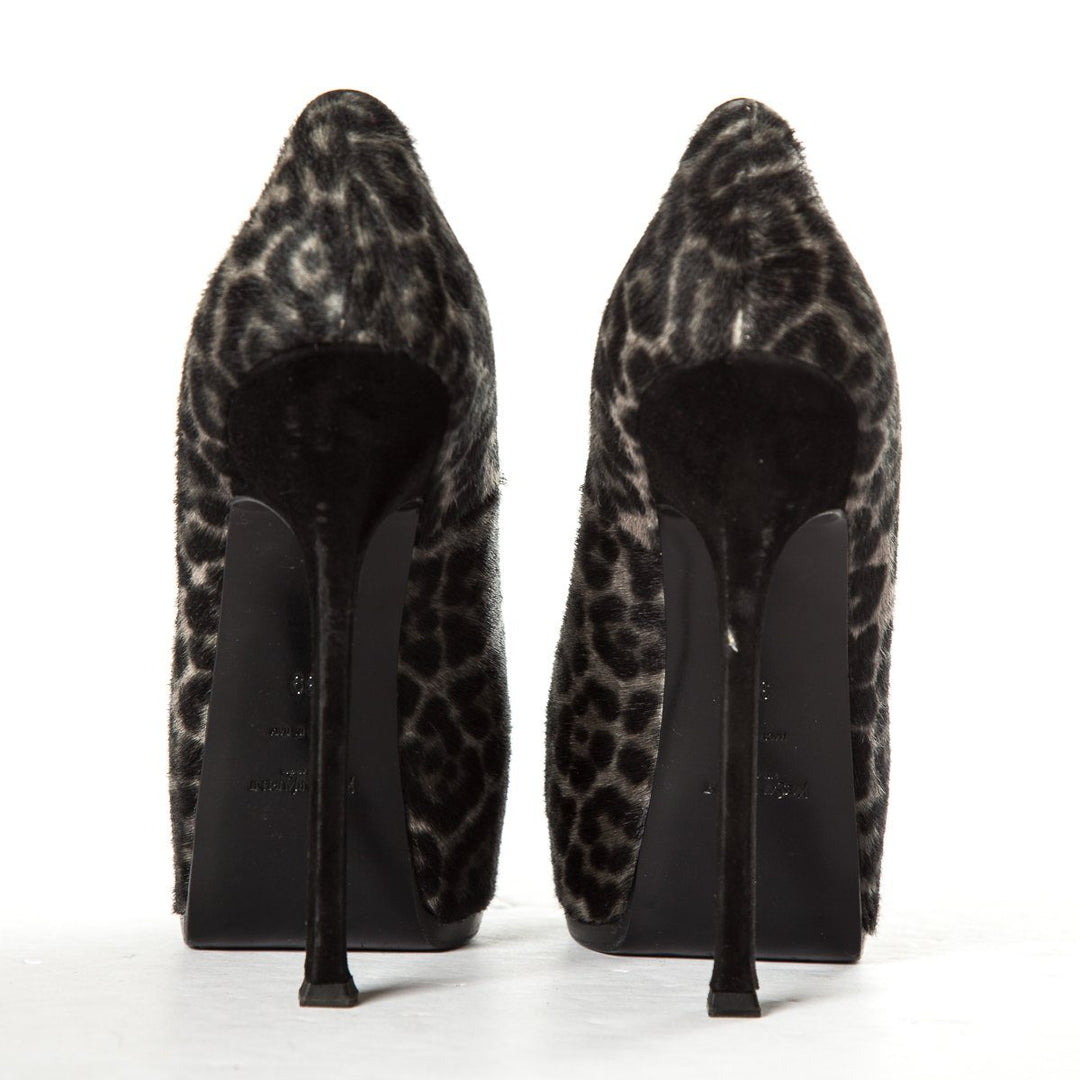 Yves Saint Laurent Grey Ponyhair Tribute Two Pumps SZ 39
