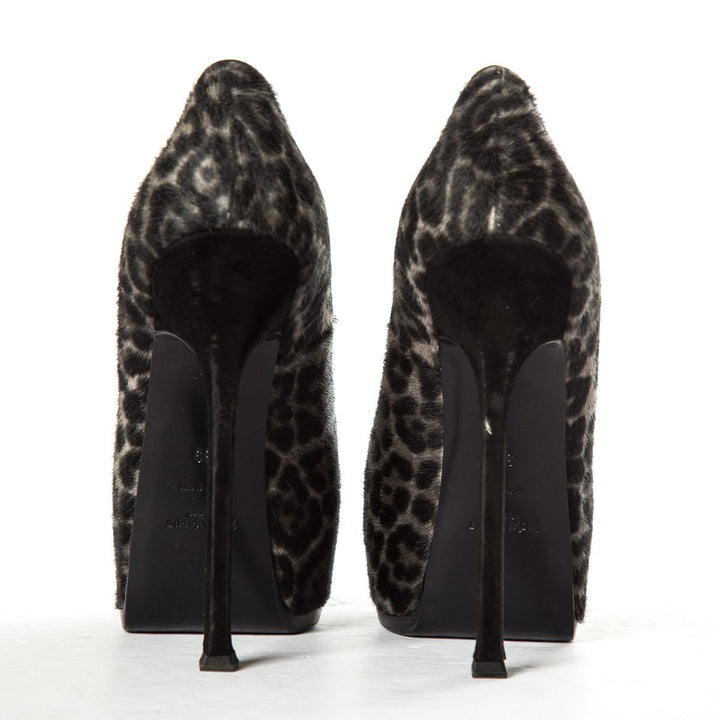 Yves Saint Laurent Grey Ponyhair Tribute Two Pumps SZ 39