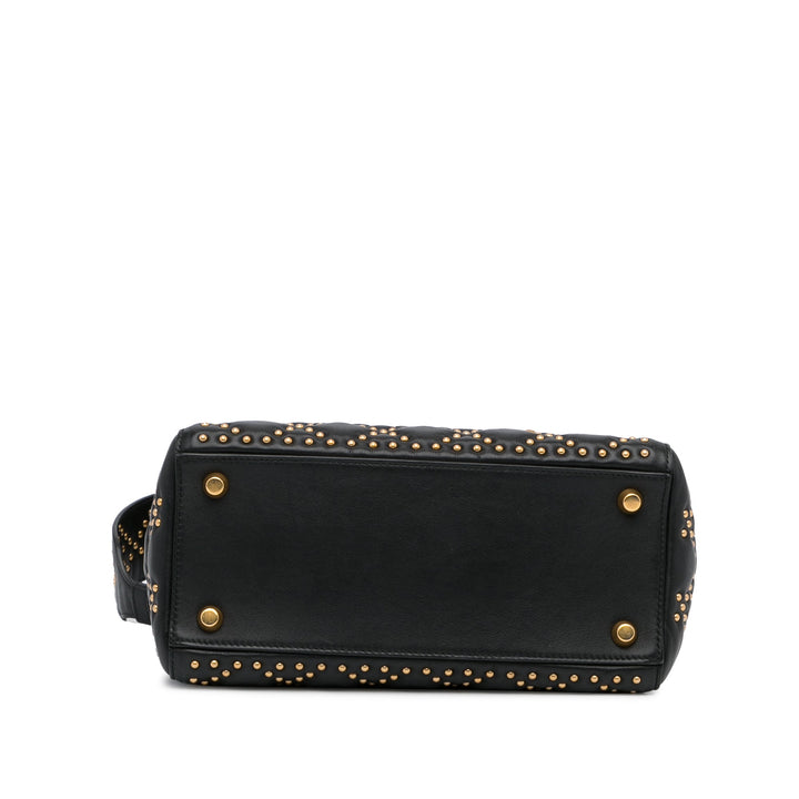 Top quality Dior Lady Top quality Dior Medium Black Supple Studded Cannage Quilted Leather Gold
