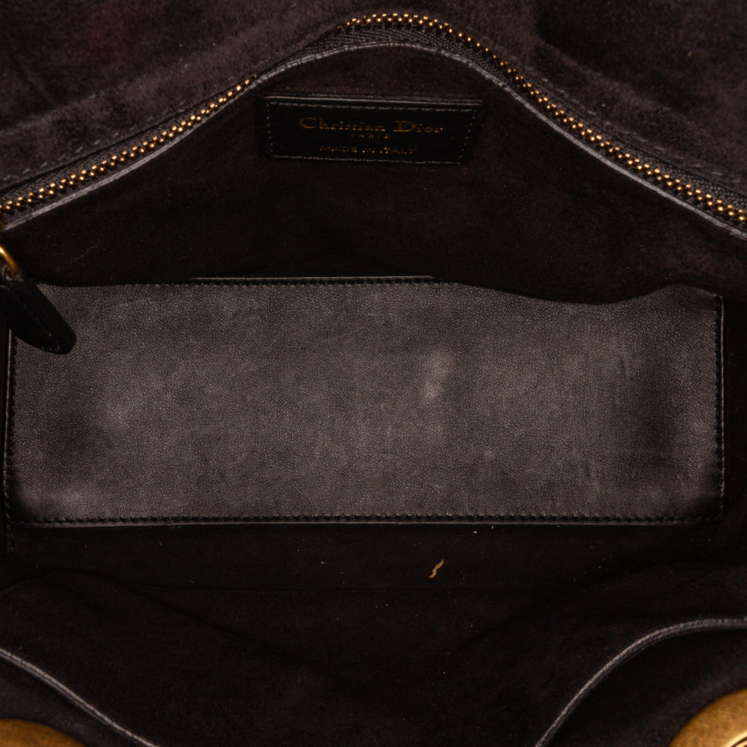Top quality Dior Lady Top quality Dior Medium Black Supple Studded Cannage Quilted Leather Gold