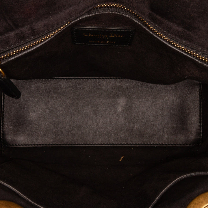 Top quality Dior Lady Top quality Dior Medium Black Supple Studded Cannage Quilted Leather Gold