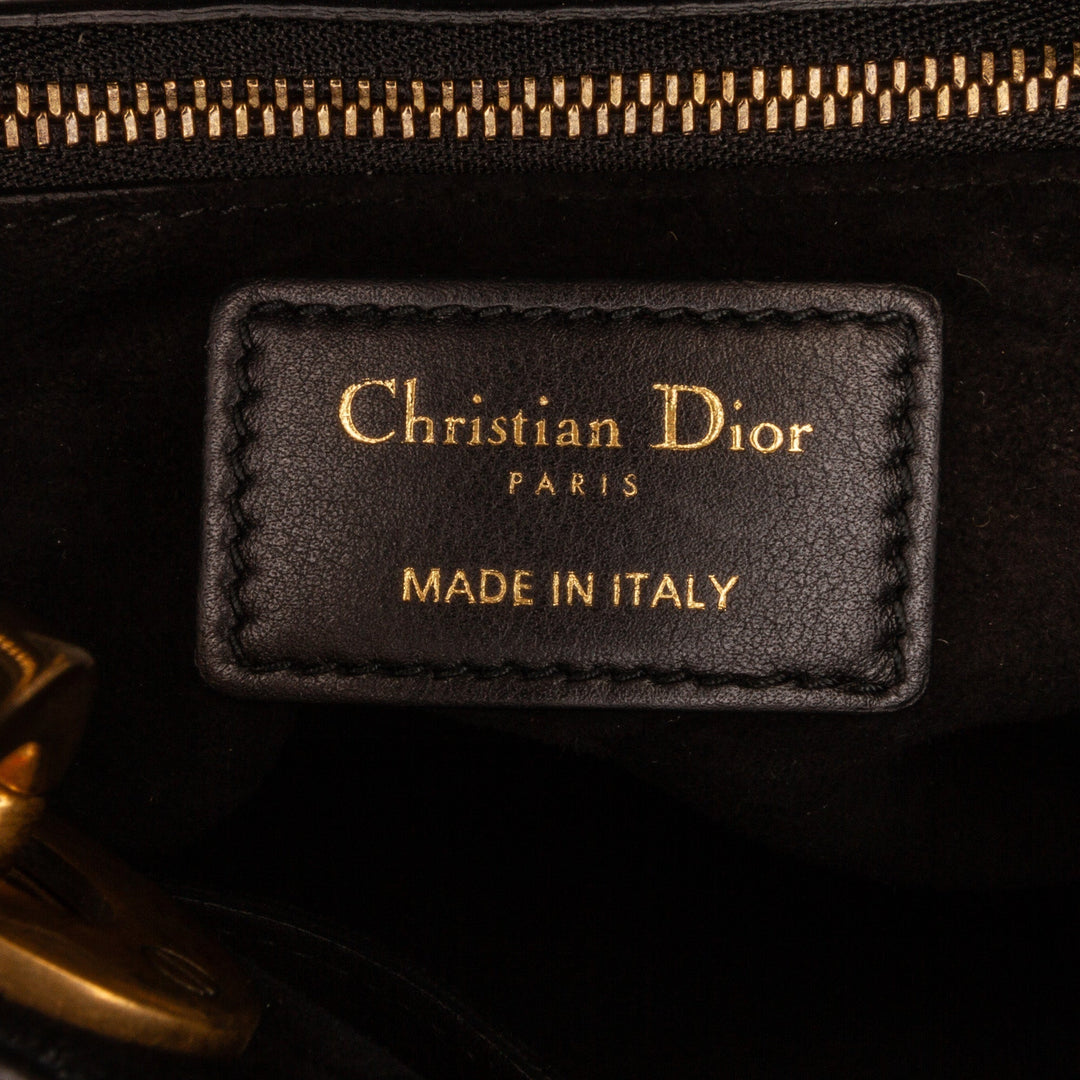 Top quality Dior Lady Top quality Dior Medium Black Supple Studded Cannage Quilted Leather Gold