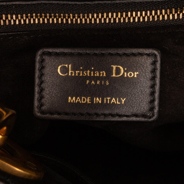 Top quality Dior Lady Top quality Dior Medium Black Supple Studded Cannage Quilted Leather Gold