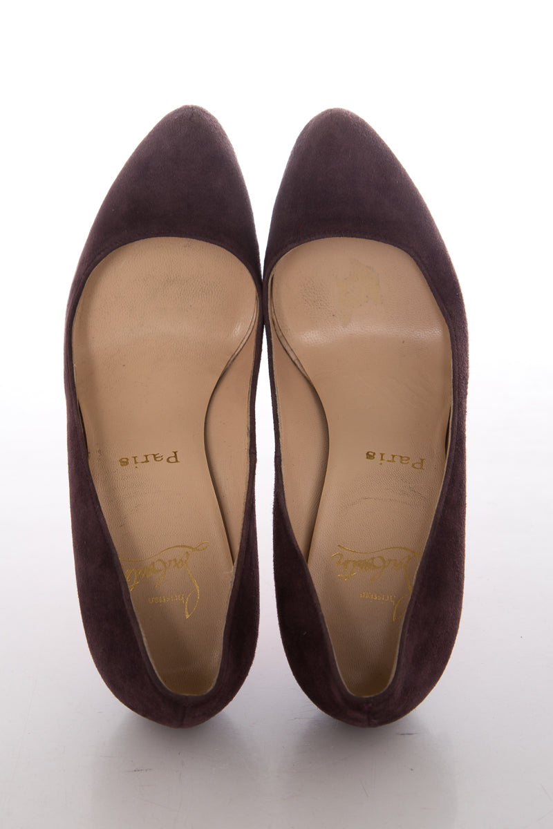 Christian Louboutin Eggplant Suede Pumps SZ 38.5