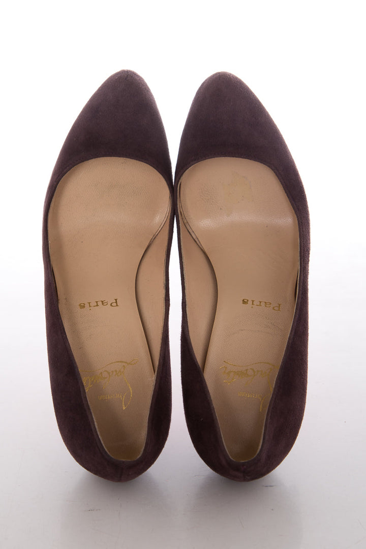 Christian Louboutin Eggplant Suede Pumps SZ 38.5