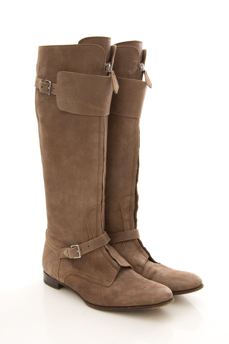 Hermès JUMPING SUEDE Beige Riding Boots SZ 38.5