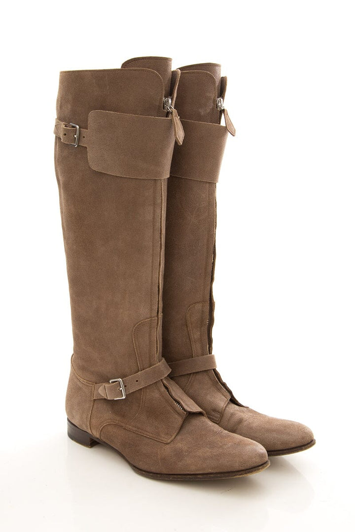 Hermès JUMPING SUEDE Beige Riding Boots SZ 38.5
