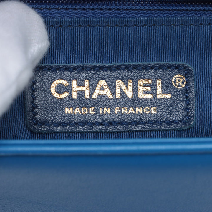 Top Quality Chanel Boy Chain Shoulder Bag in Lambskin Blue