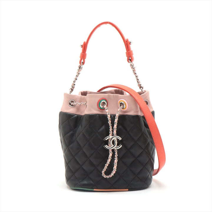 Top Quality Chanel Matrasse hine Handle Shoulder Bag Black Silver G  23rd