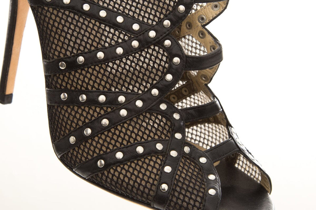 Jimmy Choo KARINA Mesh Studded Black Heels SZ 39.5