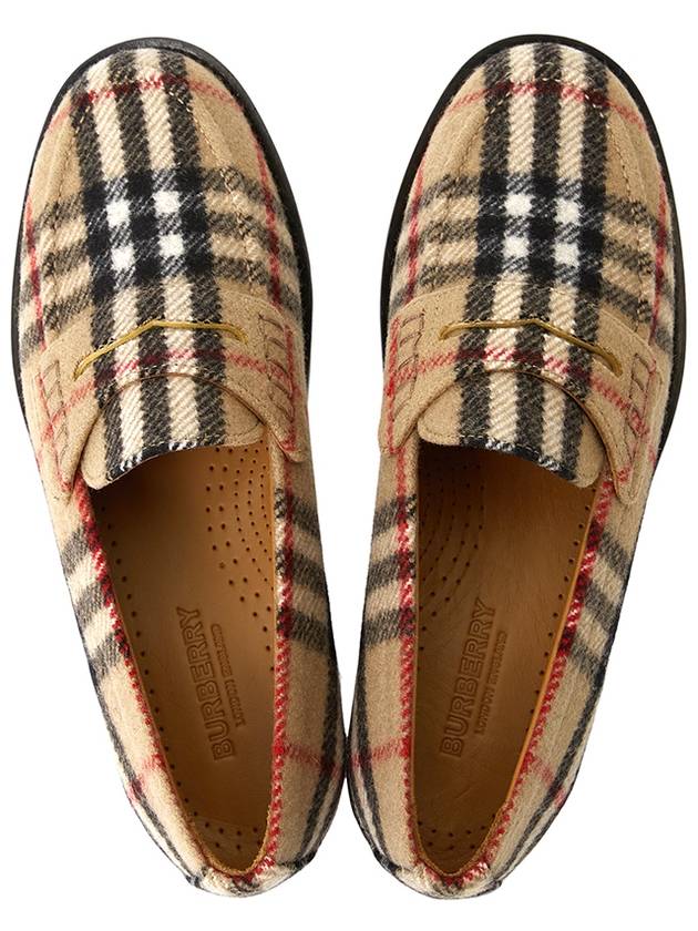 Burberry Checked Wool Loafers Archive Beige