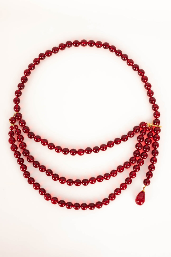 Ceinture de perles rouges Top Quality Chanel 1992