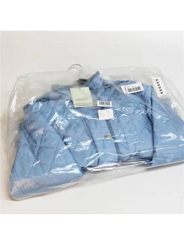Burberry Diamond Recycled Nylon Quilted Hooded Jacket Denim Blue