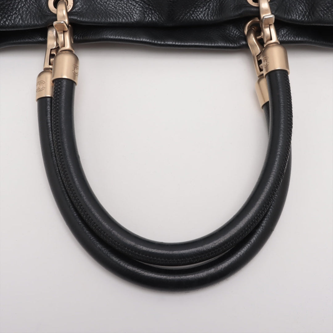 Top Quality Chanel Coco Caviar S Tote Bag Black Gold  8th